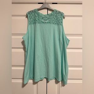 Lane Bryant Green Tank Top Lace Design 26/28